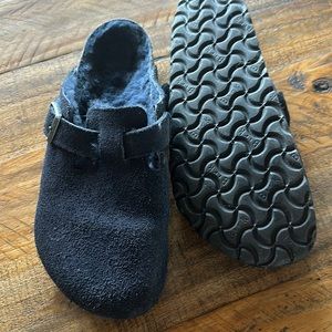 Birkenstock Navy Shearling Boston Clog sz 40